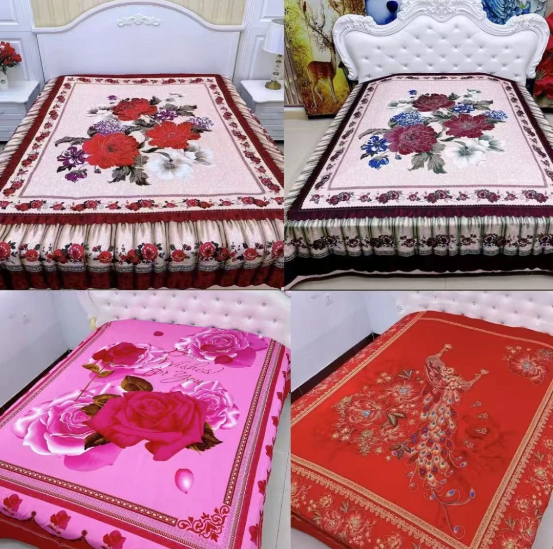 25款国潮风大版卧室定位床单大花印花大床床上用品牡丹花双人床