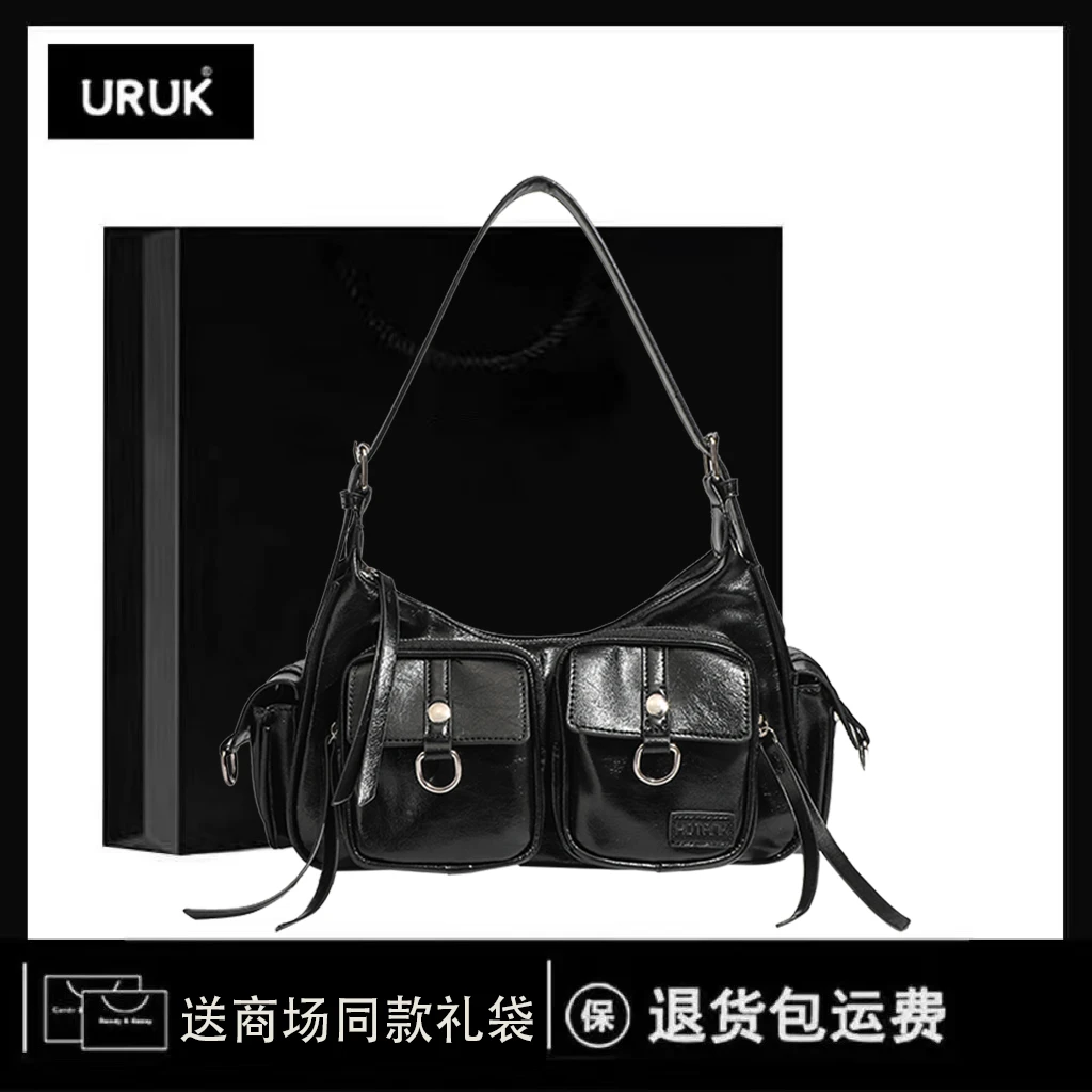 URUK韩版包包女新款时尚单肩斜挎休闲辣妹包腋下包机车风女包百搭