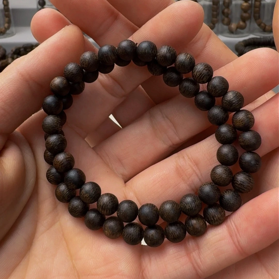 沉香手串安*沉香西马沉水圆珠双圈卡7保11+克手串