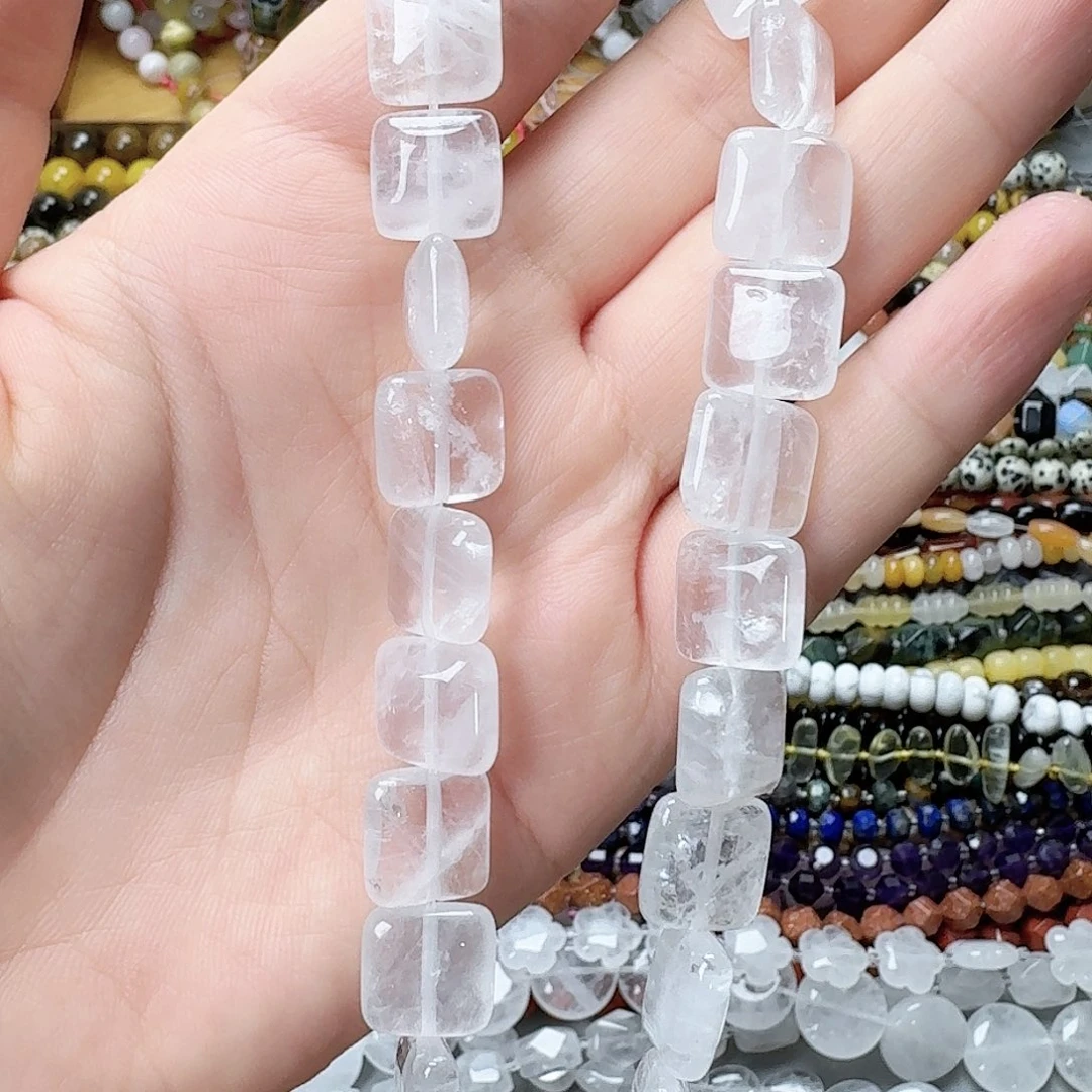 未镶嵌玛瑙/玉髓珠宝半成品白水晶12*12方片一条