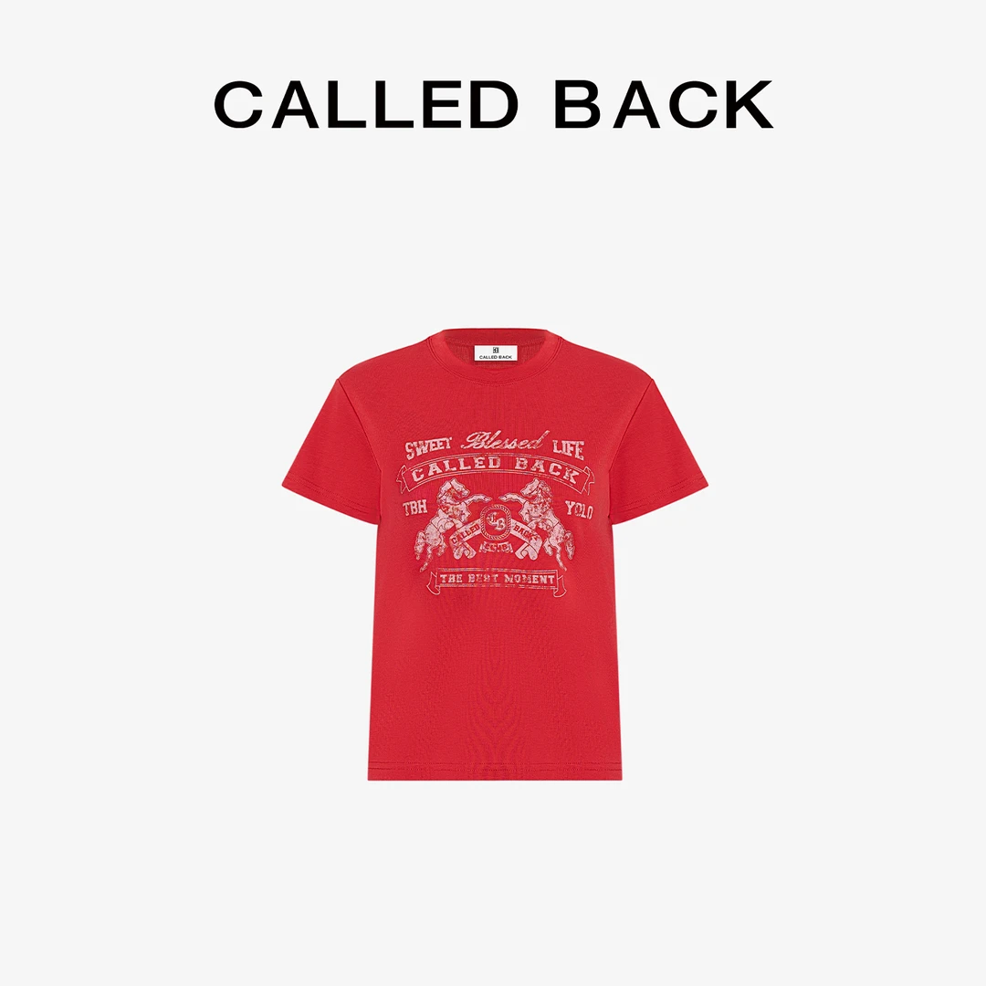 CALLED BACK【马年新年系列】圆领短袖T恤马年印花休闲百搭经典上衣
