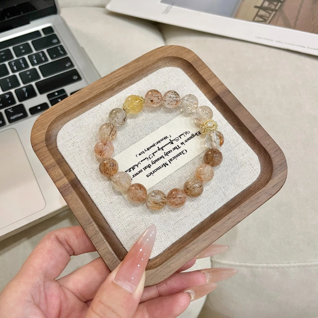 【事半功倍】手串10mm黑金超七+黄塔晶天然水晶手串多样性随机TY080