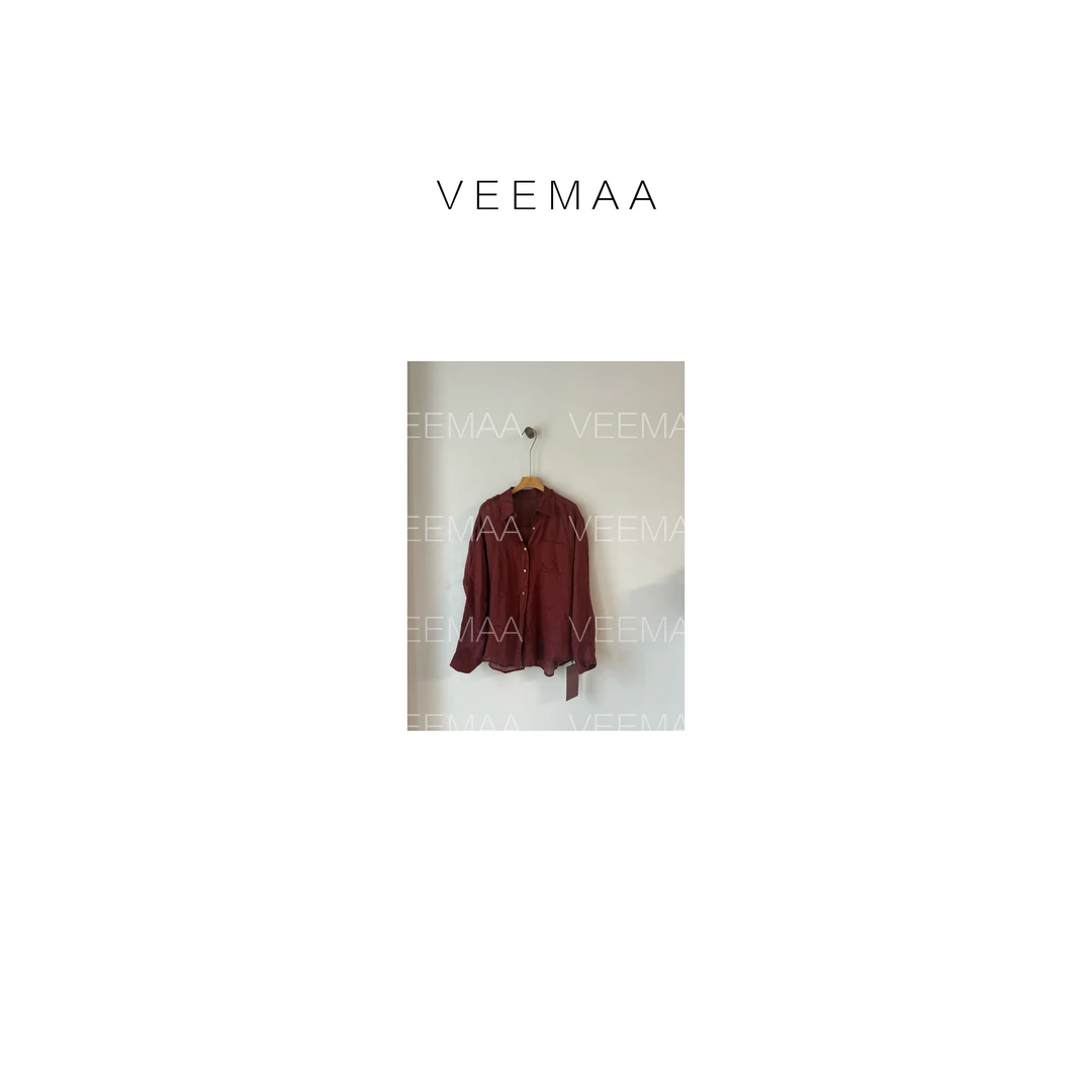 【Veemaa】一眼惊艳 定制款勃艮第红显瘦百搭衬衣 衣长75cm