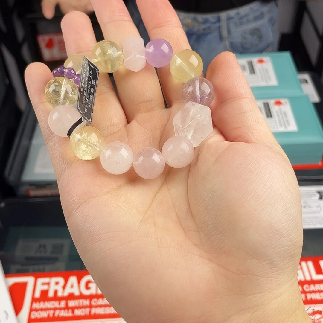 水晶手串银S925镀金镶嵌