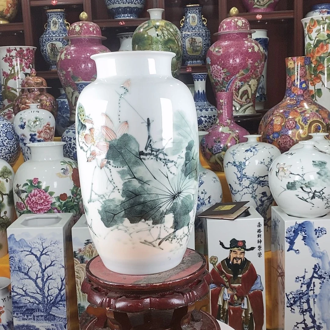 摆件景德镇陶瓷冬瓜瓶