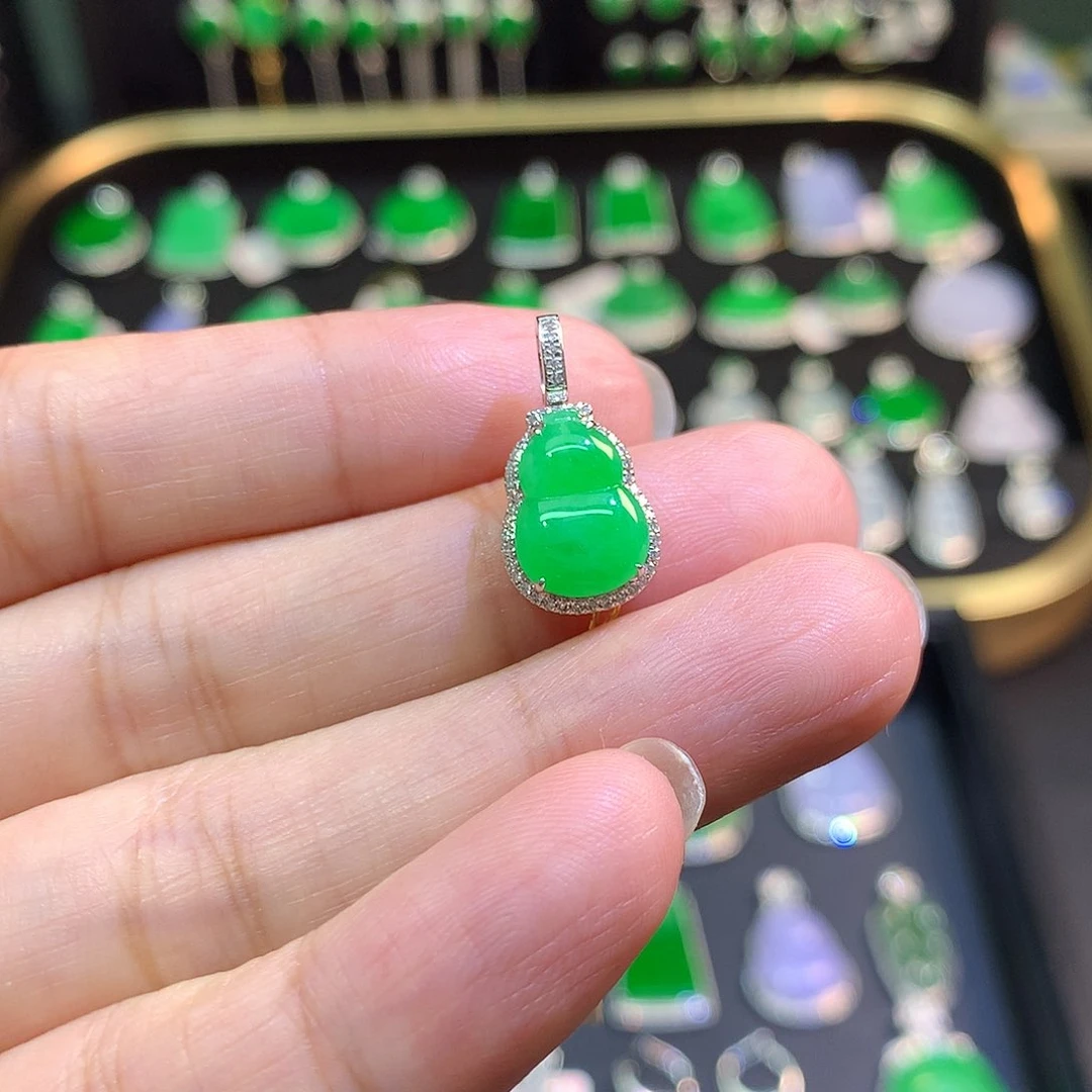 翡翠18K金镶嵌吊坠(不含链)