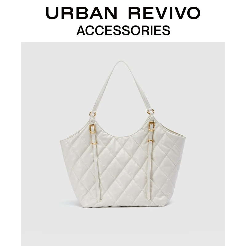 URBAN REVIVO2025秋季新款女士菱格纹托特单肩包UAWB50174