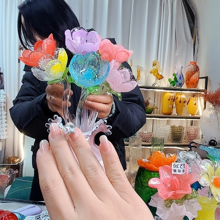 6朵樱花家悦美居琉璃摆件
