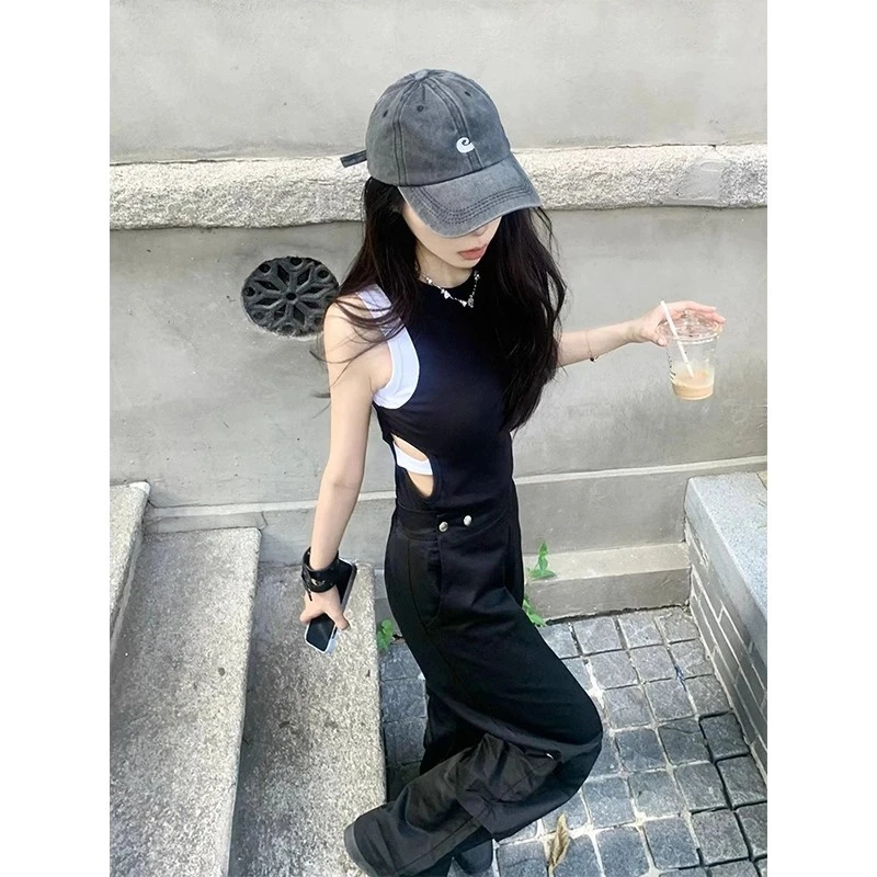 小众设计感镂空打底拼色内搭吊带背心夏季基础款百搭修身显瘦上衣