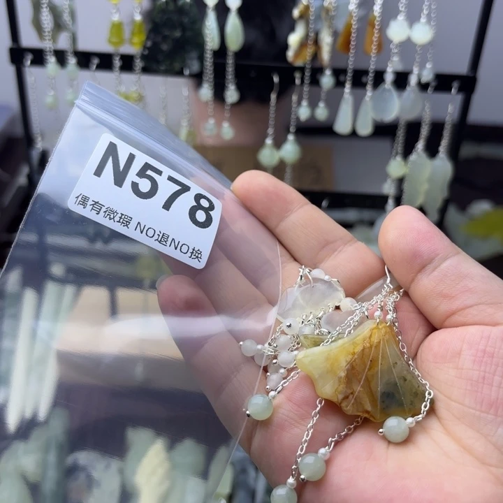 蛇纹石玉发饰合金小*