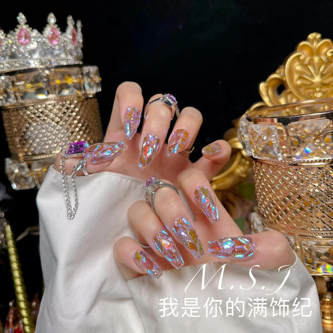 满饰纪|M1069「紫定显白」轻奢钻饰超闪穿戴甲手工穿戴甲堆堆钻
