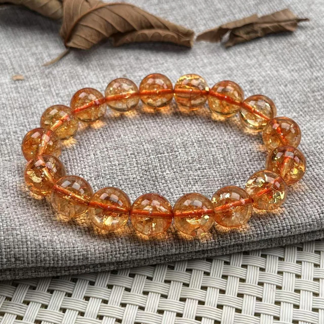 SJ-041号清新大气橙色圆珠12mm手链多样性发一件