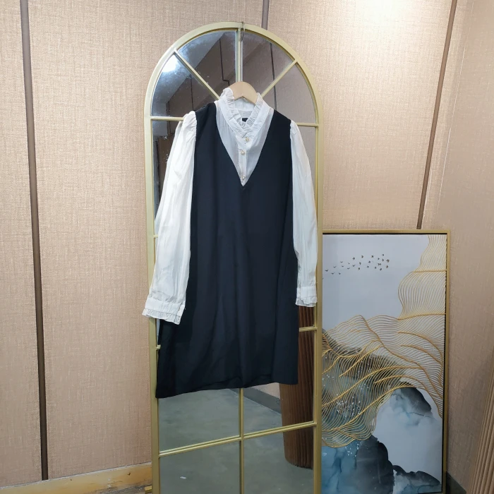BH529孕妇黑色背心裙两件套100-130