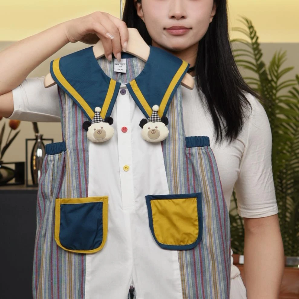 2025春新品 男女宝中小童设计版 可爱拼接玩偶连体裤 TXB25426