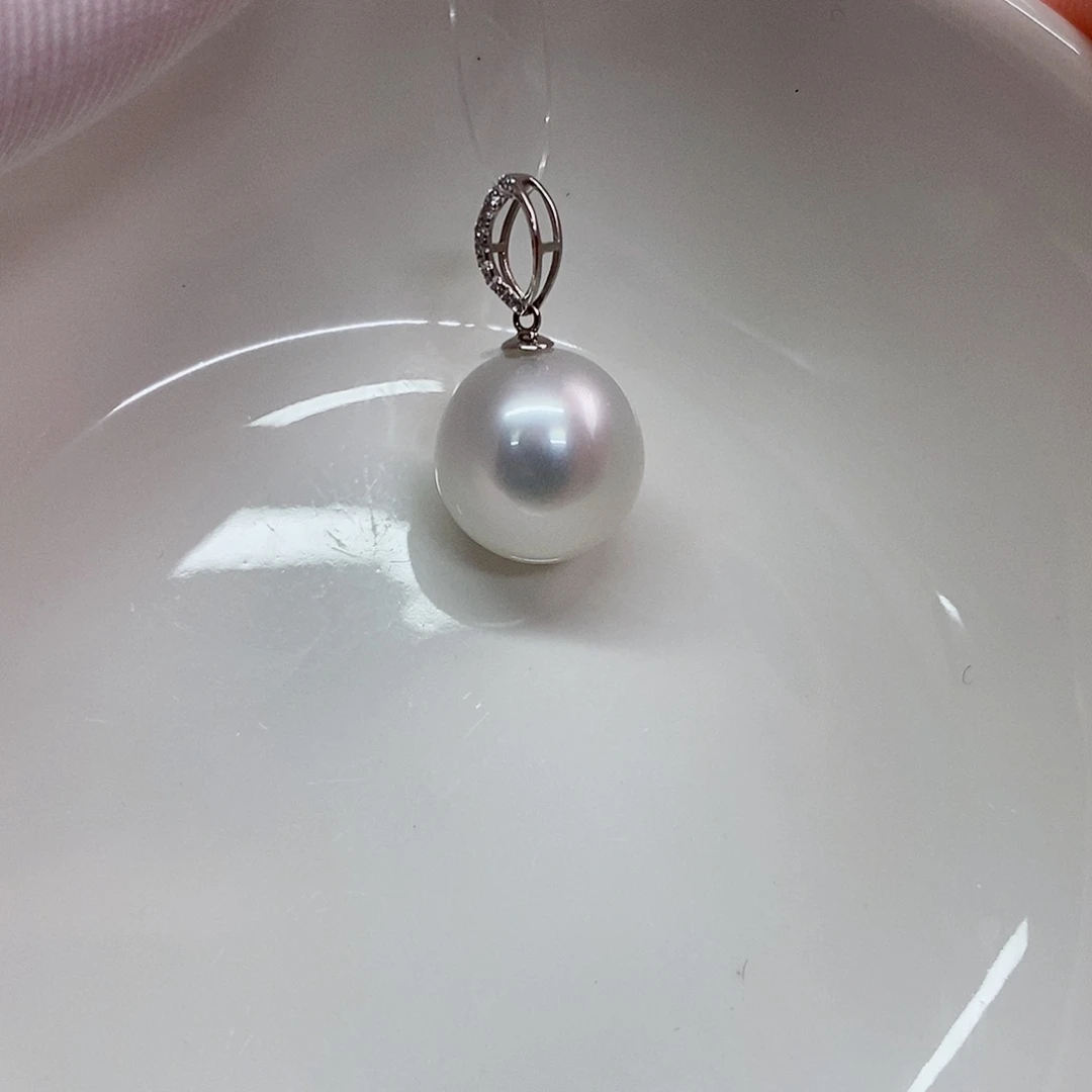 吊坠(不含链)18K金镶嵌海水珍珠11-12