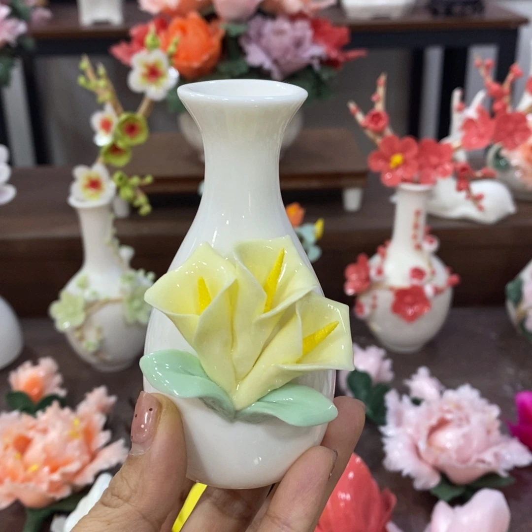 摆件陶瓷手工花摆件