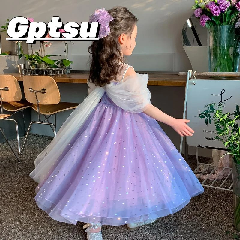 GPTSu艾莎公主裙女童连衣裙2025款洋气儿童裙子女孩宝宝生日礼服