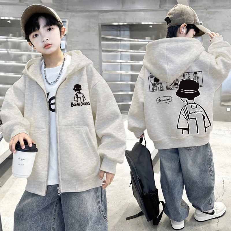 男童外套秋装卫衣2025新款洋气男孩ins潮牌连帽上衣儿童休闲衣服