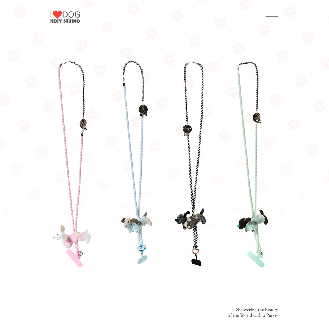 NECY【i love dog】花心小狗手机链可爱玩偶挂件背包