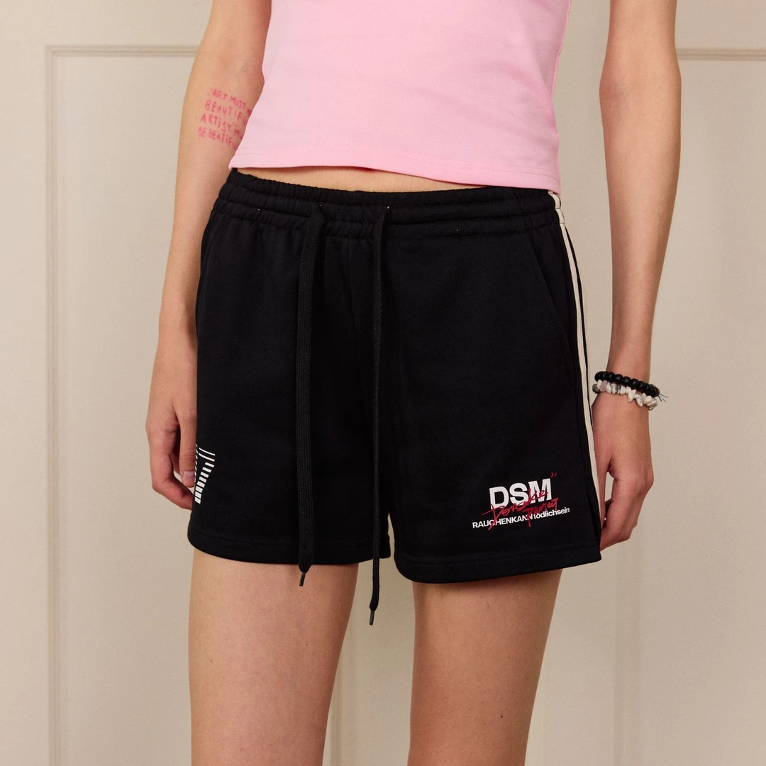 DONSMOKE条纹拼接短裤DSM夏季运动休闲短裤透气百搭