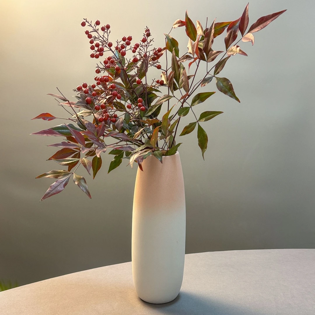 渐变粉色北欧陶瓷干花花瓶家居装饰玄关摆件道具客厅插花摆设3