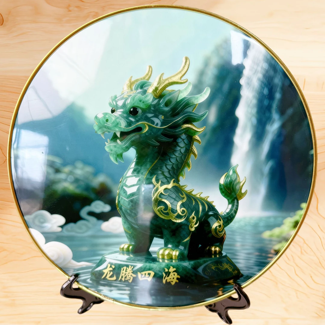 十二生肖龙相框摆件书房卧室玄关中式摆台装饰工艺品家用龙腾四海