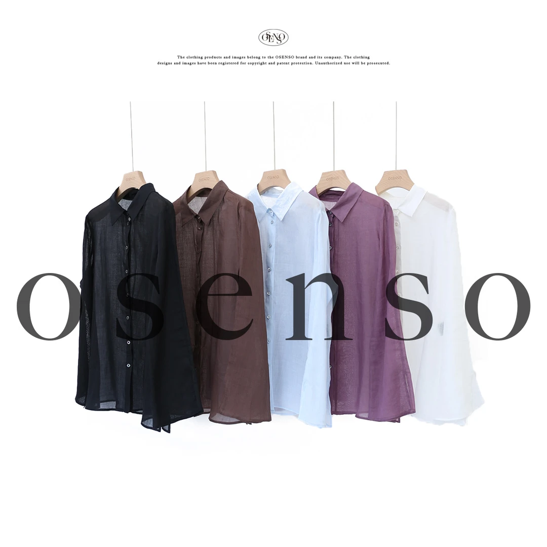 OSENSO“爱琴海”休闲气质百搭苎麻衬衫+蕾丝背心TZ250224