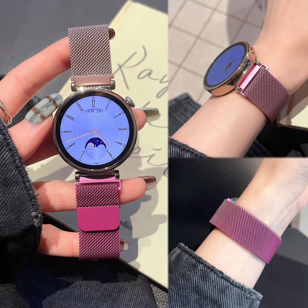 适用华为GT5手表GT4透气FIT4金属磁吸表带GT3pro不锈钢带华为Fit3