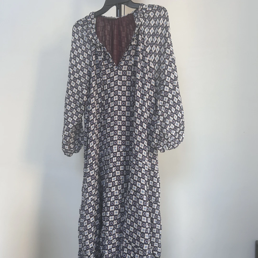 印花连衣裙新款A字版宽松休闲高腰度假波西米亚风女士裙子