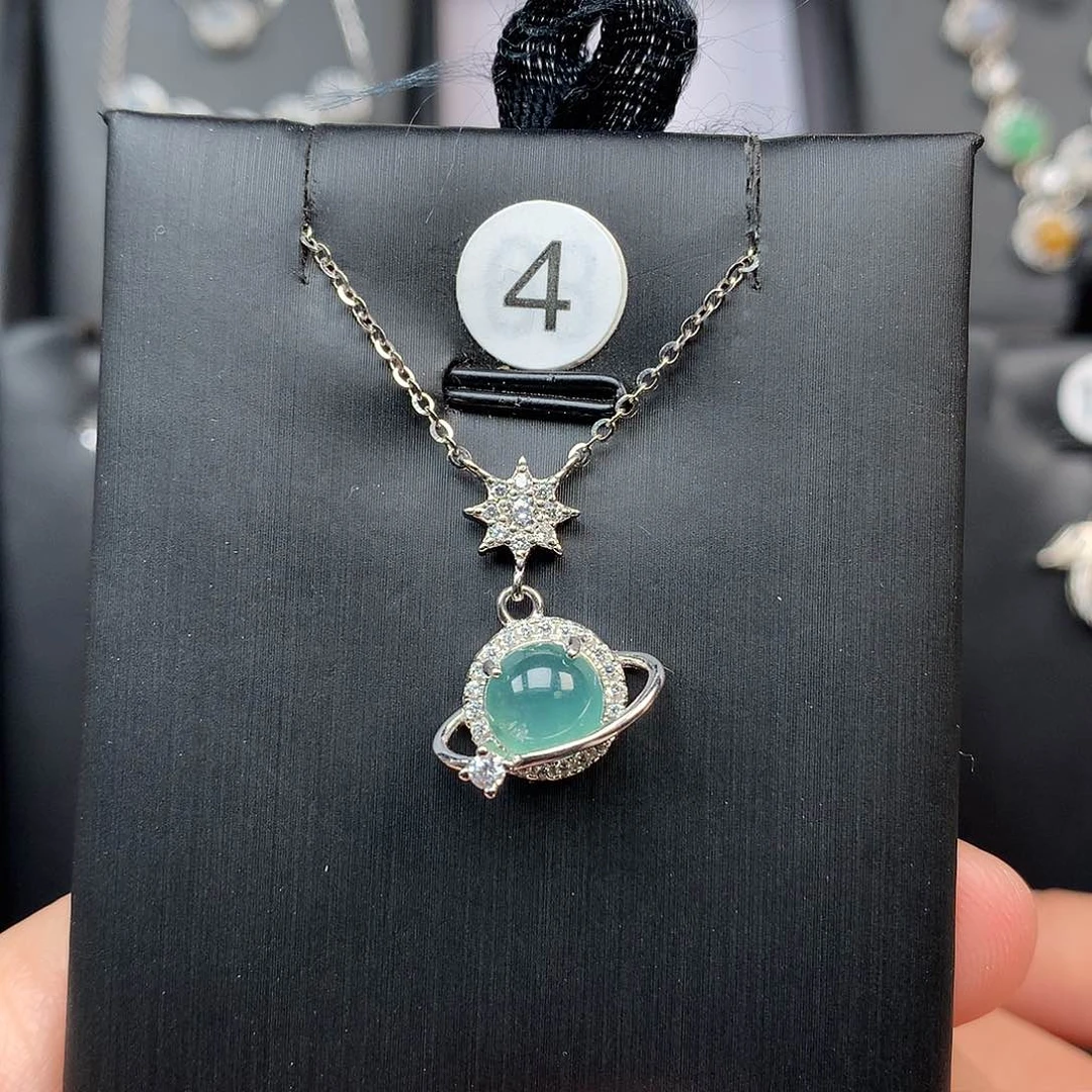 翡翠颈饰银S925镶嵌项链925