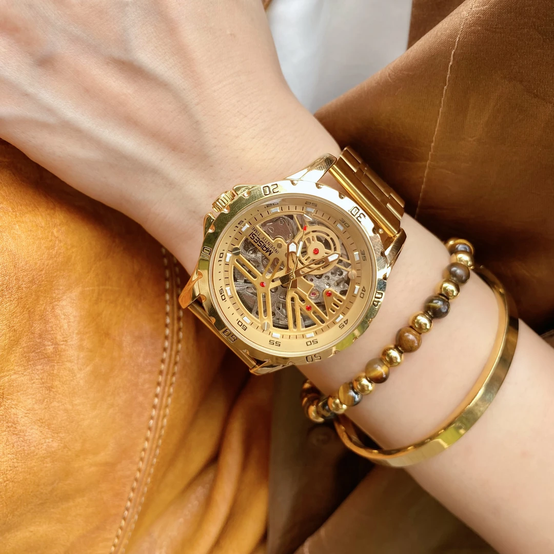 MAISESI/迈瑟司塞博红色透明时尚休闲潮款防水机械手表YJ3