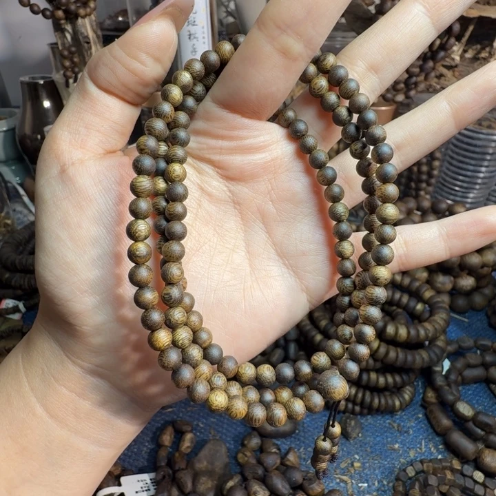 沉香碎屑沉香奇楠沉香05圆珠多圈海南老料