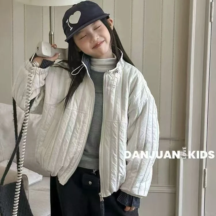 女童装秋冬款棉衣2025新款中大童韩版百搭夹棉加厚外套儿童棉服男
