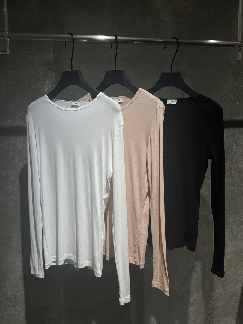 【Ann.G】N10304 春夏款修身正肩圆领内搭长袖打底衫上衣