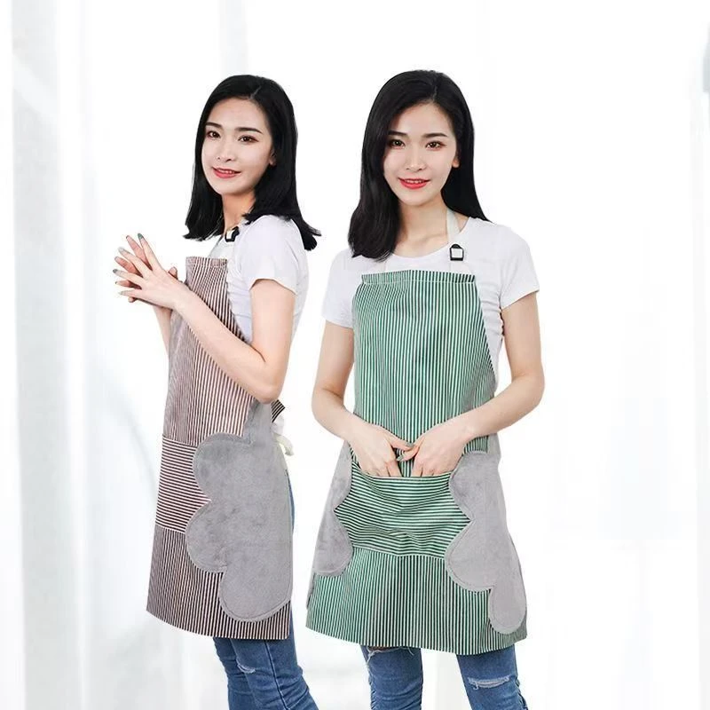 【2条装】防水均码厨房复古元素防油围裙做饭家用卡扣大口袋家务