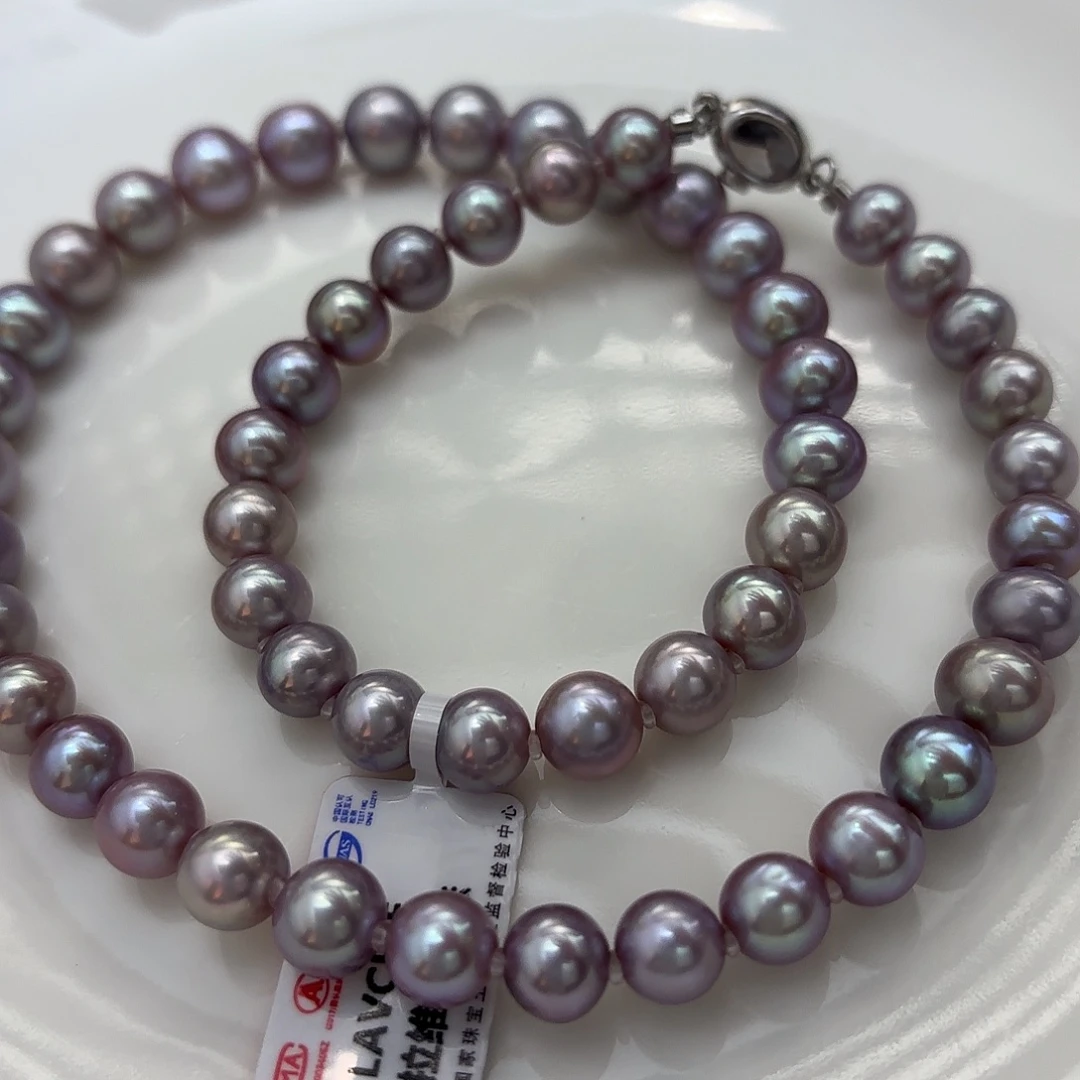 颈饰淡水珍珠未镶嵌无核7-9mm金属光