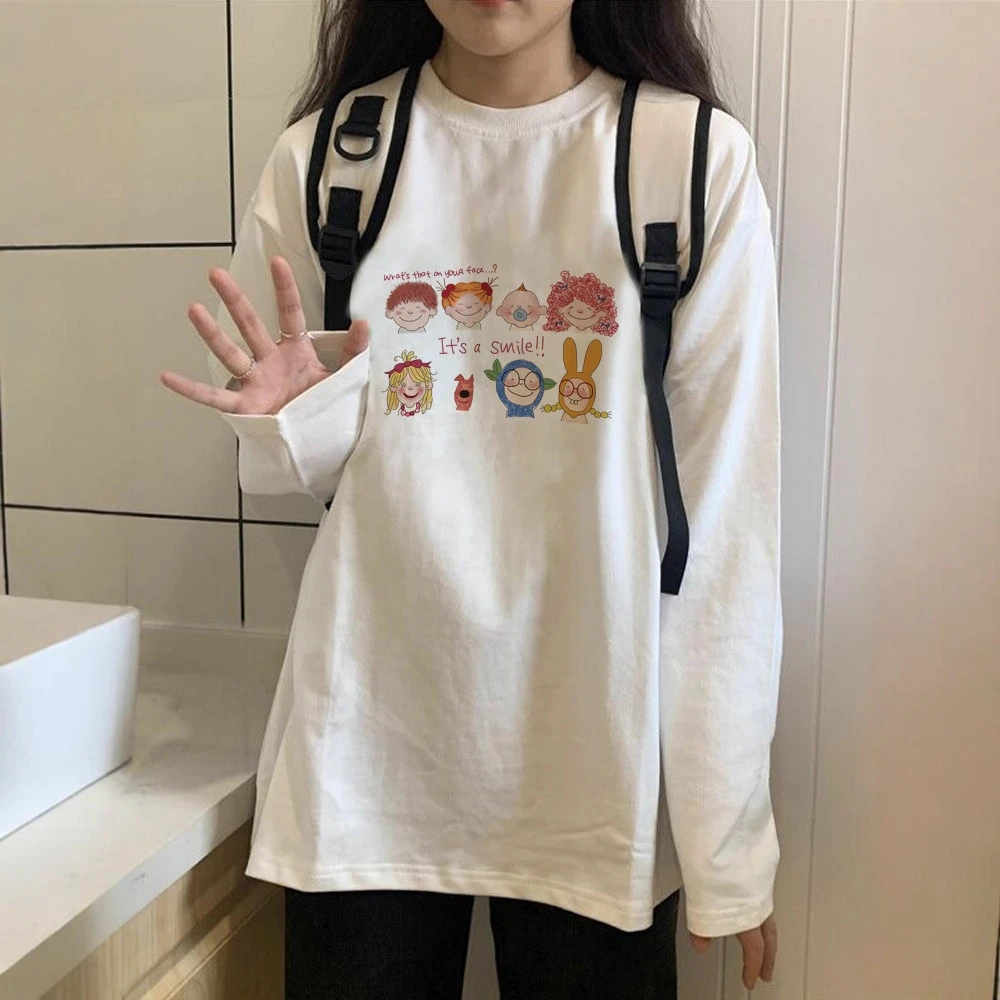 重磅精梳紧密趣味图案字母印花长袖T恤女秋季