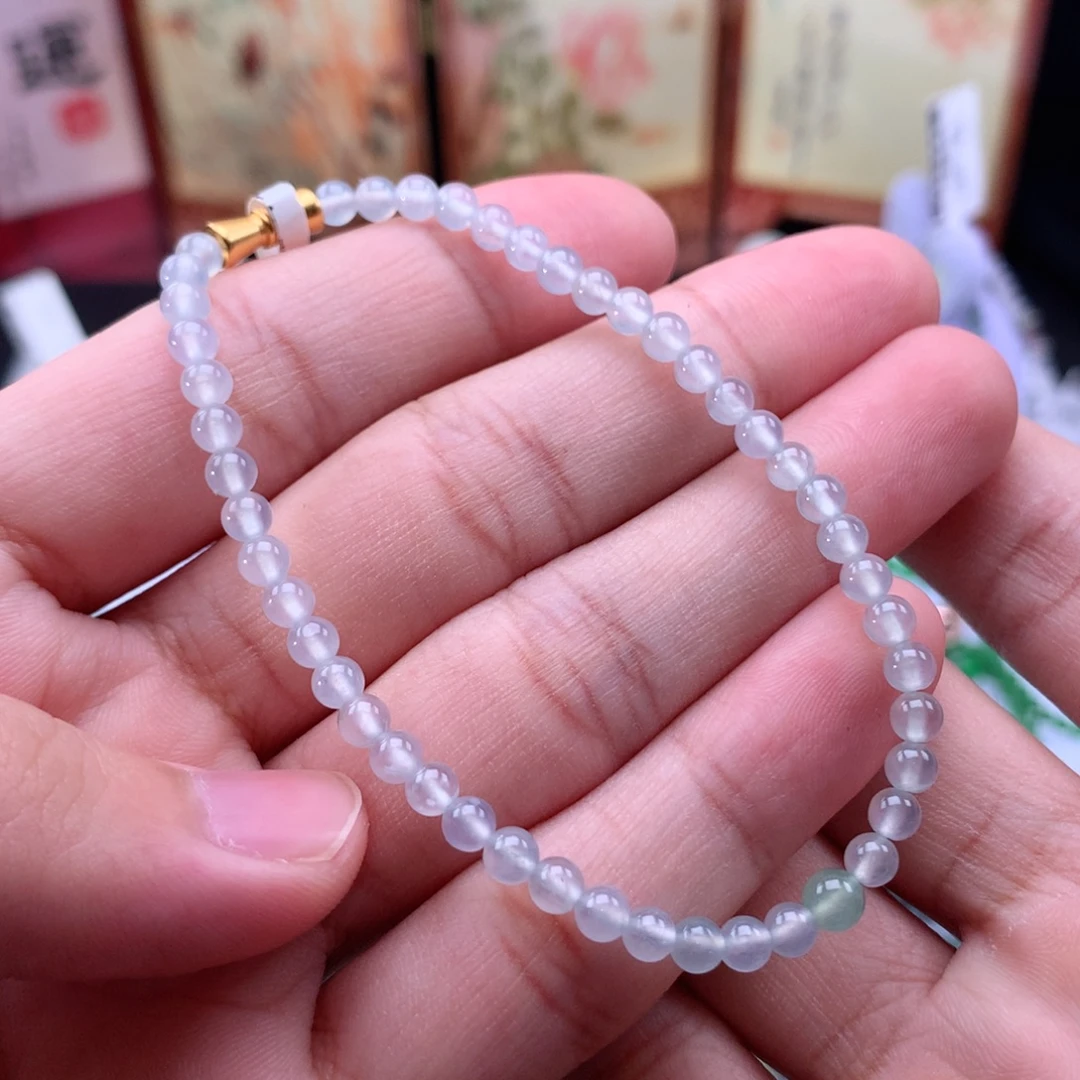 翡翠未镶嵌手链白冰小米卡4+