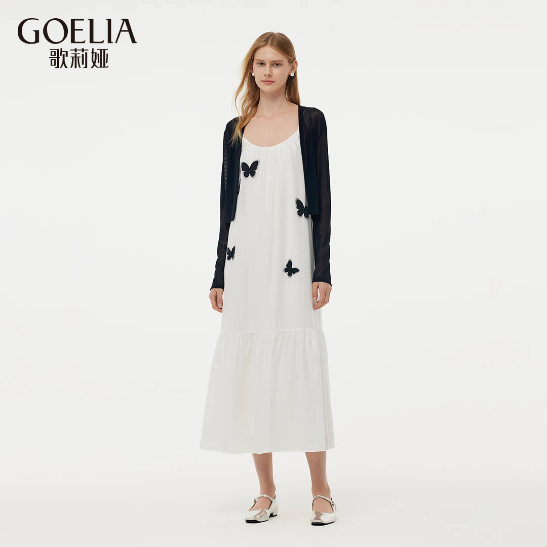 歌莉娅春季立体蝴蝶二醋酸连衣裙+外套1E2RAB090