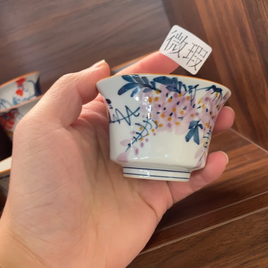 釉下手绘茶具微瑕