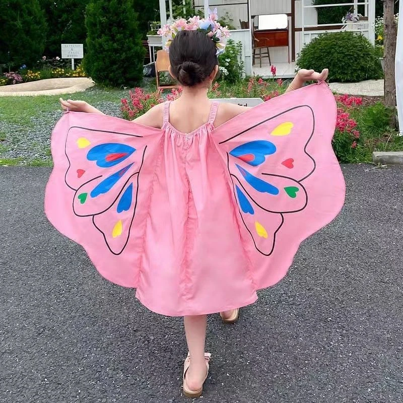 女童夏季连衣裙2025新款洋气儿童蝴蝶翅膀小女孩夏