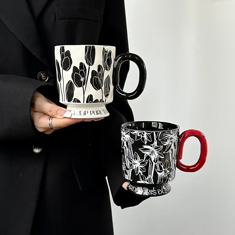 设计感马克杯小众中古风杯子陶瓷水杯下午茶拿铁杯送女生伴手礼