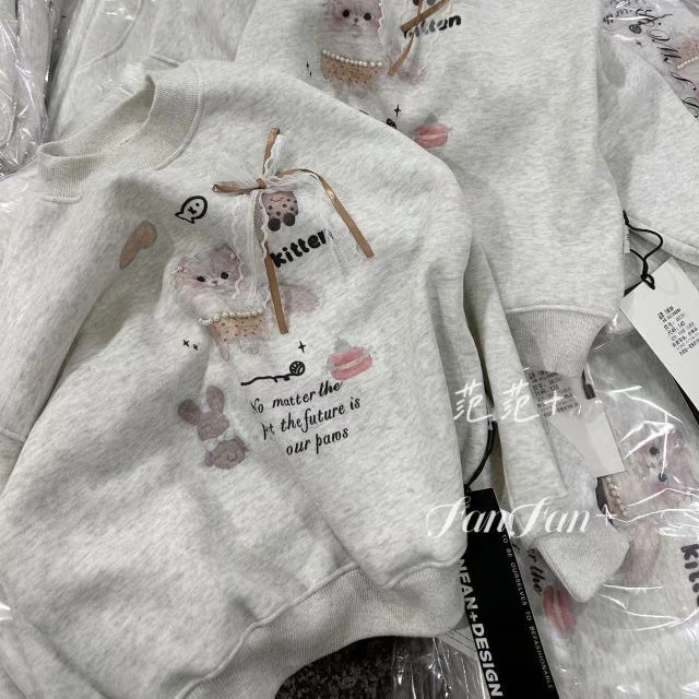 SY潮童 82281猫咪蝴蝶结卫衣