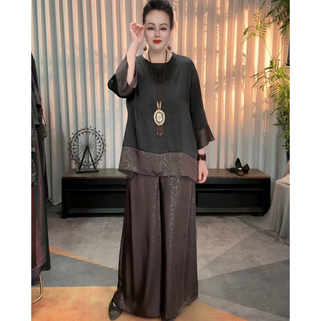 春夏时尚百搭洋气轻奢优雅遮肉显瘦复古气质套装