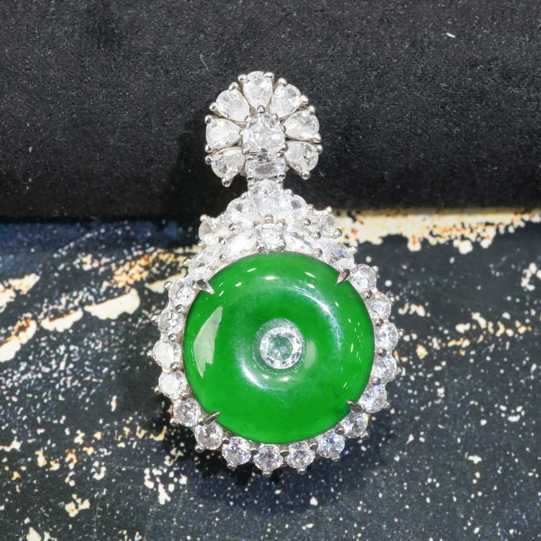 【翠玉翡翠】天然A货翡翠平安扣吊坠(多样性发货)不含链百搭轻奢美