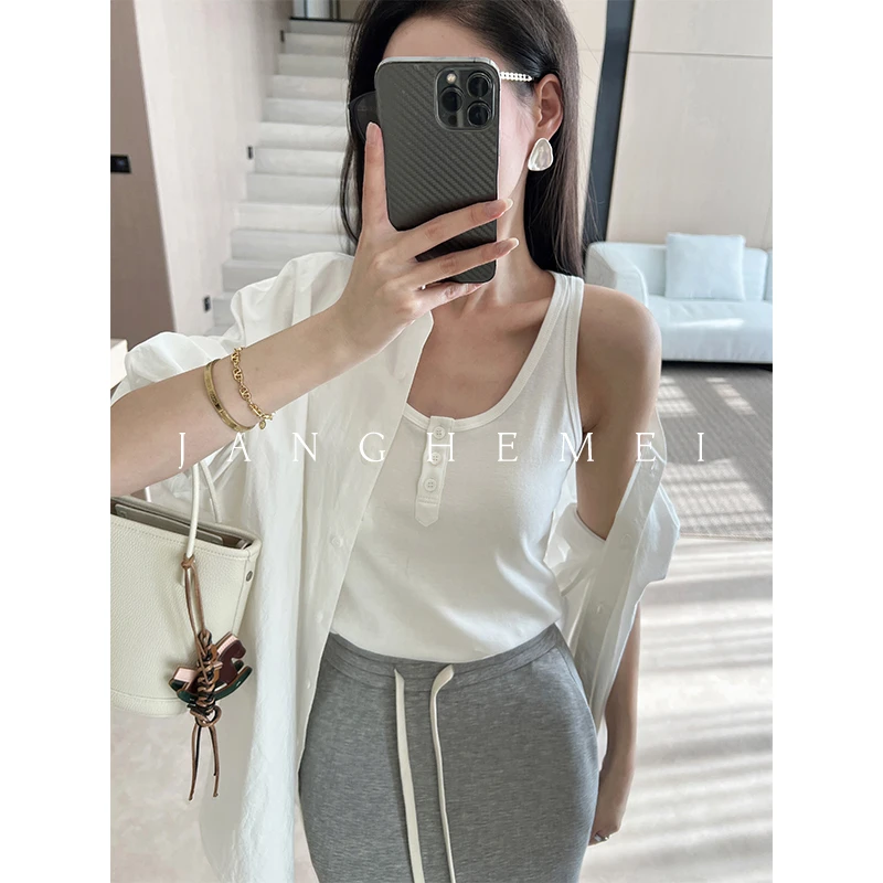 JANGHEMEI【天使低语】100%棉纯欲背心吊带显瘦内搭 D29962M51