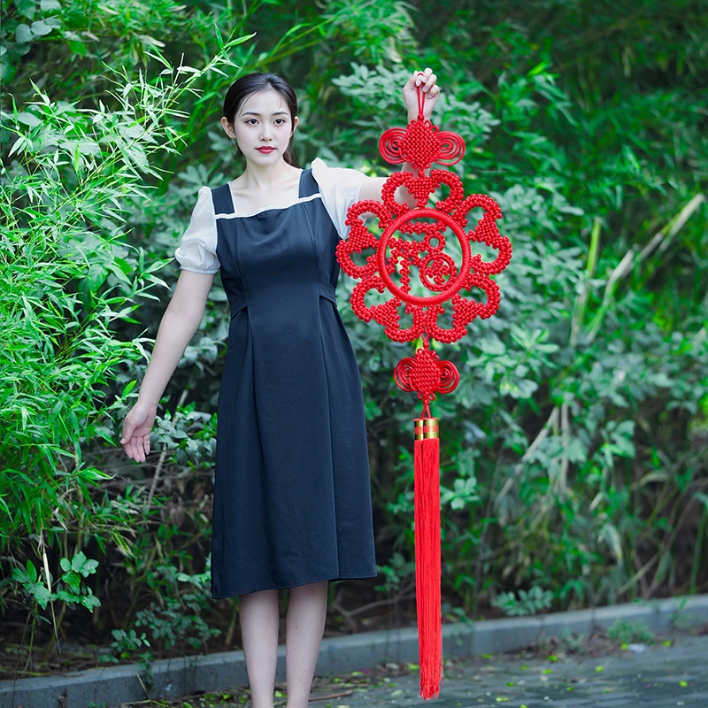 天翊吉经典中国结挂件客厅大号五福临门双面福字电视墙玄关壁挂