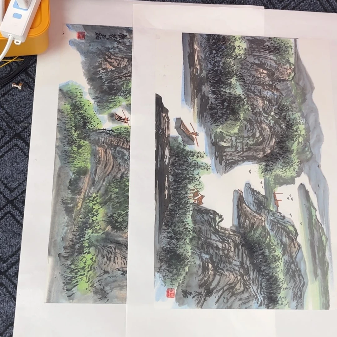 小***啊国画甄茂磊老师四尺三开山水旭2