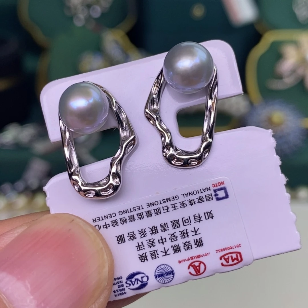 银S925镶嵌耳饰海水珍珠