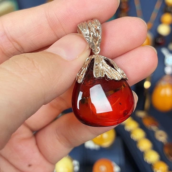 琥珀银S925镶嵌颈饰